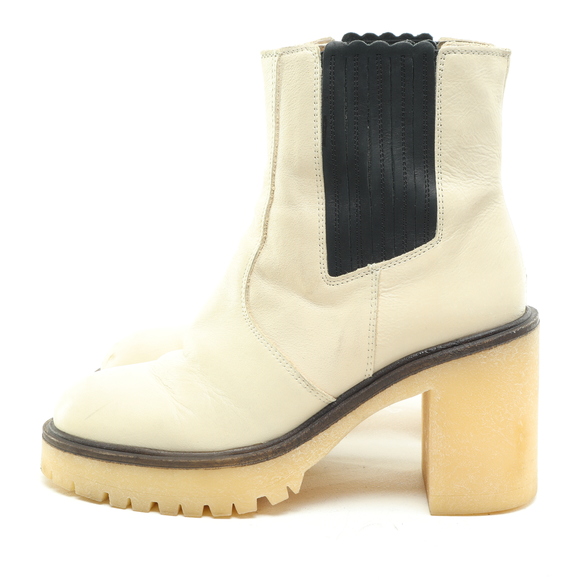 Free People James Chunky Heel Chelsea Leather Boots Women EU 38 White/Black - Picture 7 of 16